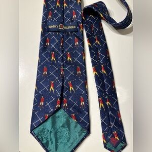 Vintage Tommy Hilfiger Silk Navy Tie with Golfer Motifs